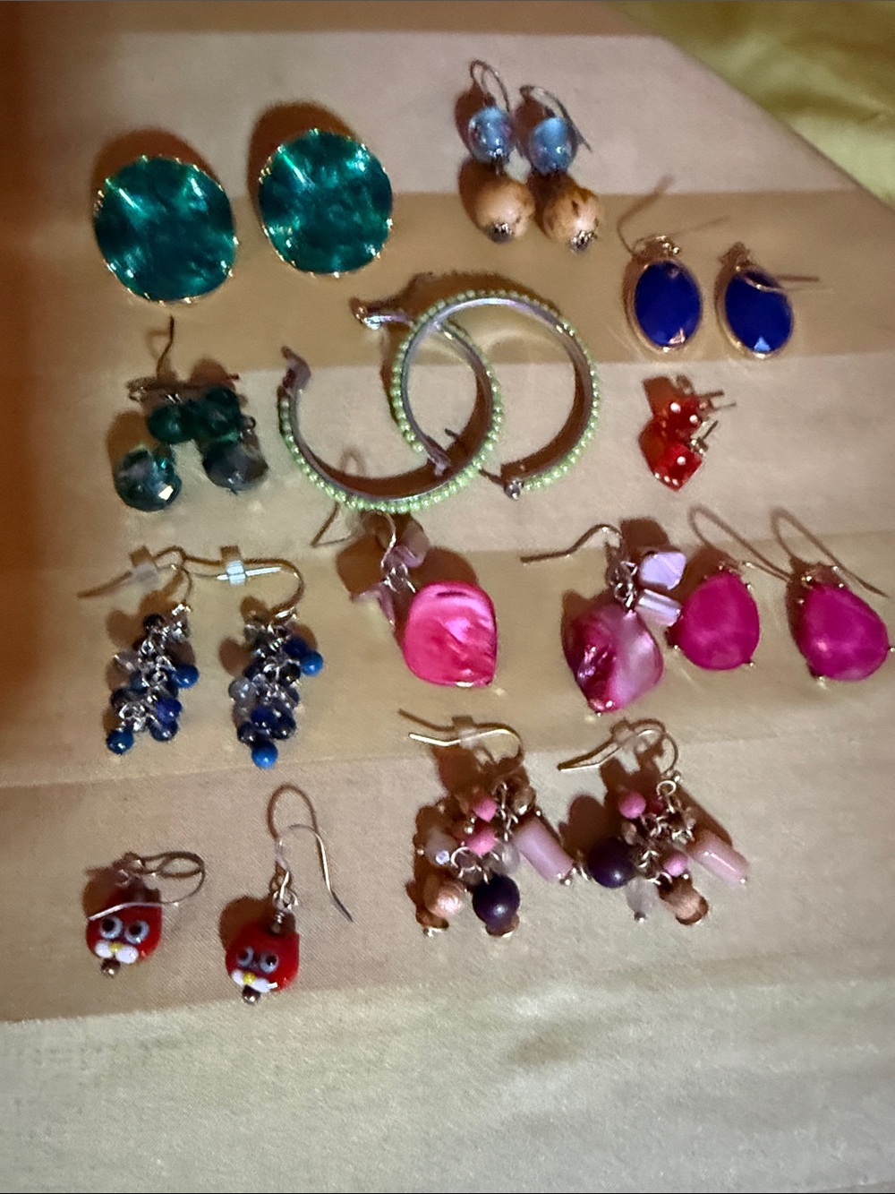 Assorted Women s Pink and Green Fashion Earrings - Pack